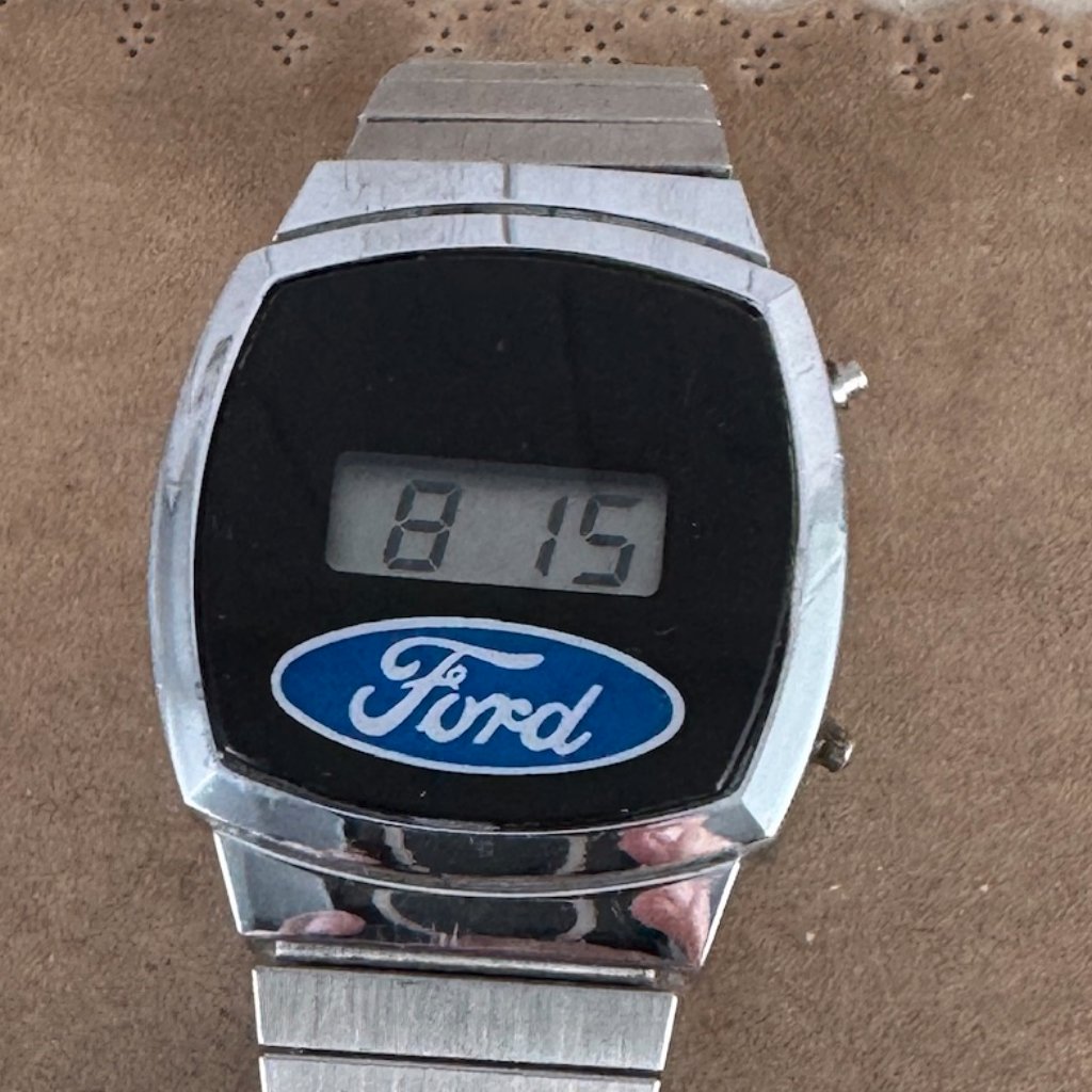 Vintage Official Licensed Ford Digital Watch 75 Inch Stainless Steel